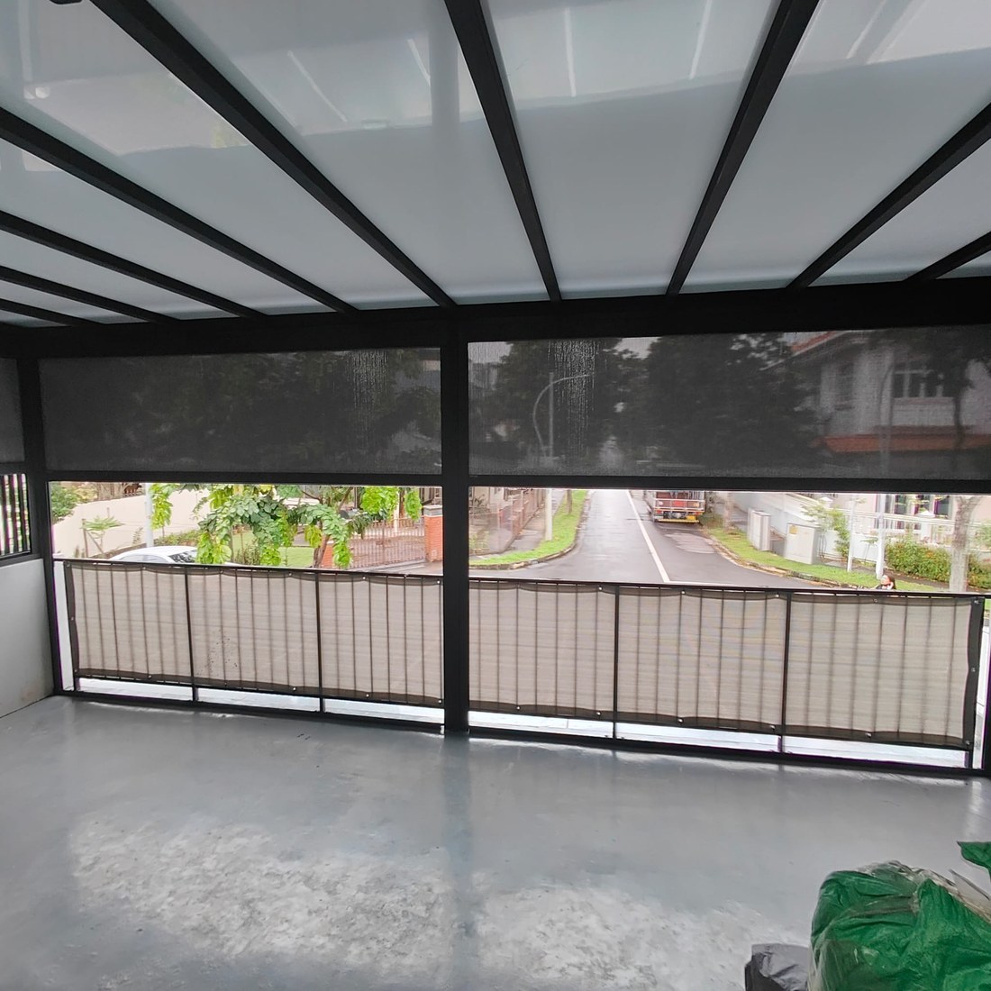 Outdoor zip blinds installed on a Singapore patio