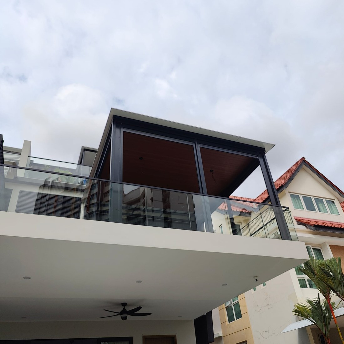 Outdoor blinds on a balcony