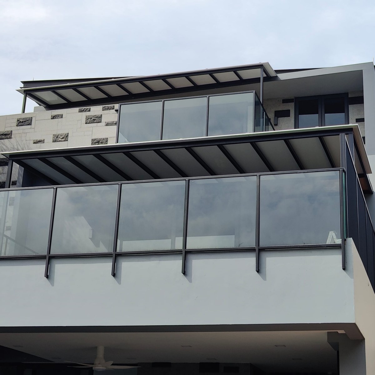 Glass roof extension on a Singapore landed home